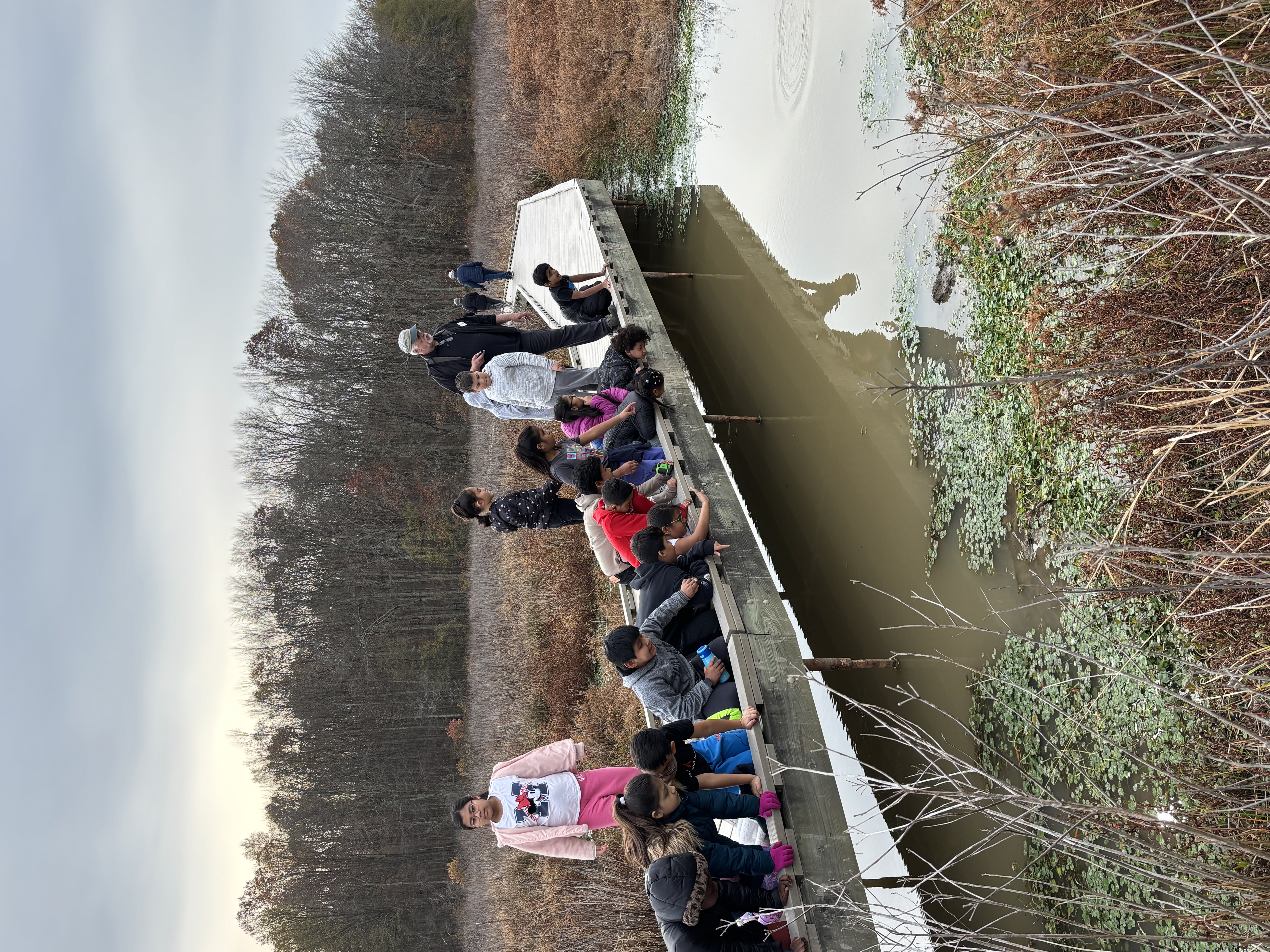 3rd Grade Students look at the ecosystems available at Huntley Meadows.