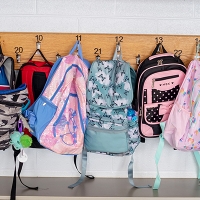 Row of backpacks