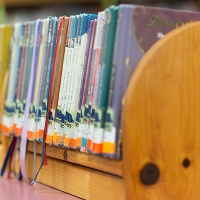 Library books ready to be checked in