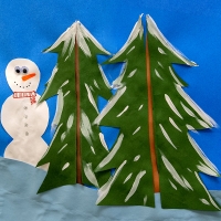 paper trees and snowman poster