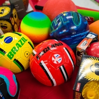 soccer balls in different colors